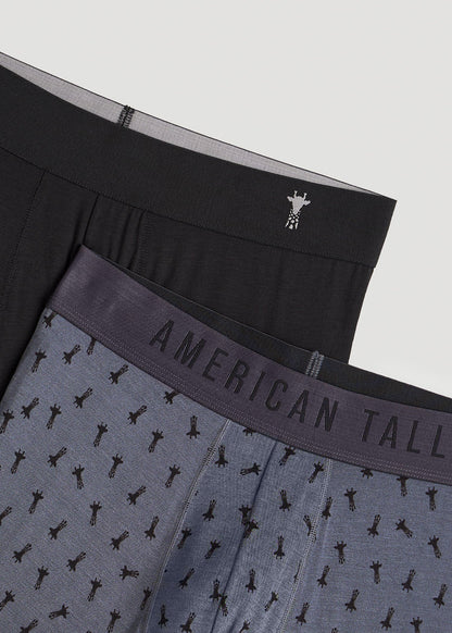 Micro Modal Boxer Briefs for Tall Men in Giraffe Print & Black