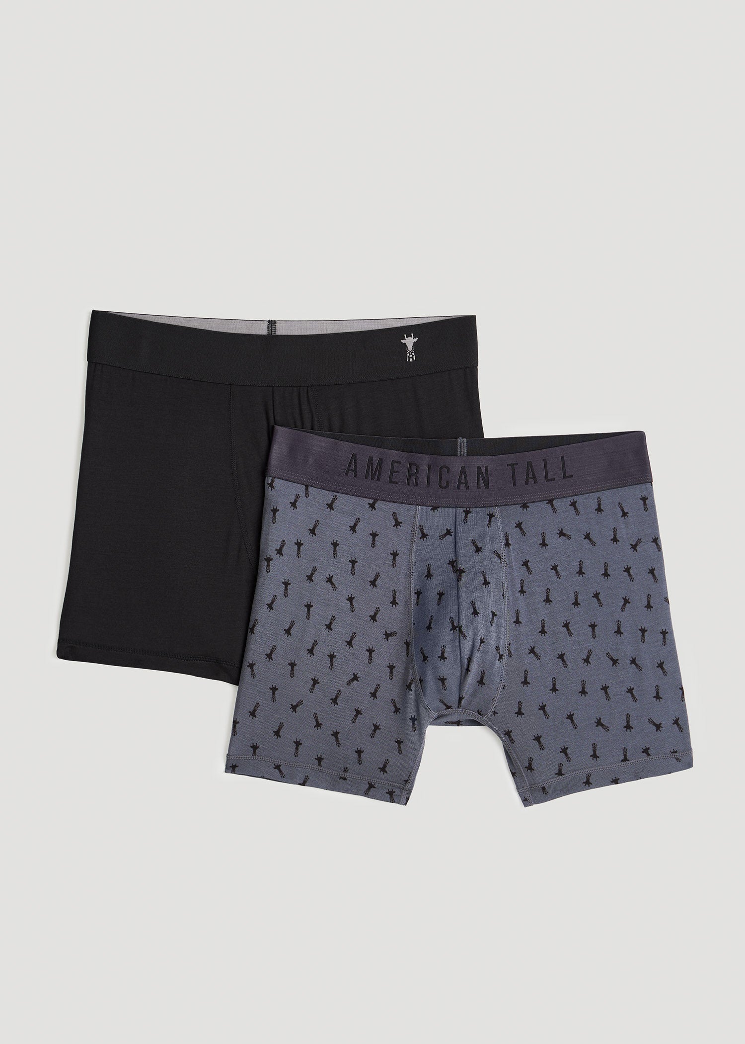 Micro Modal Boxer Briefs for Tall Men in Giraffe Print & Black