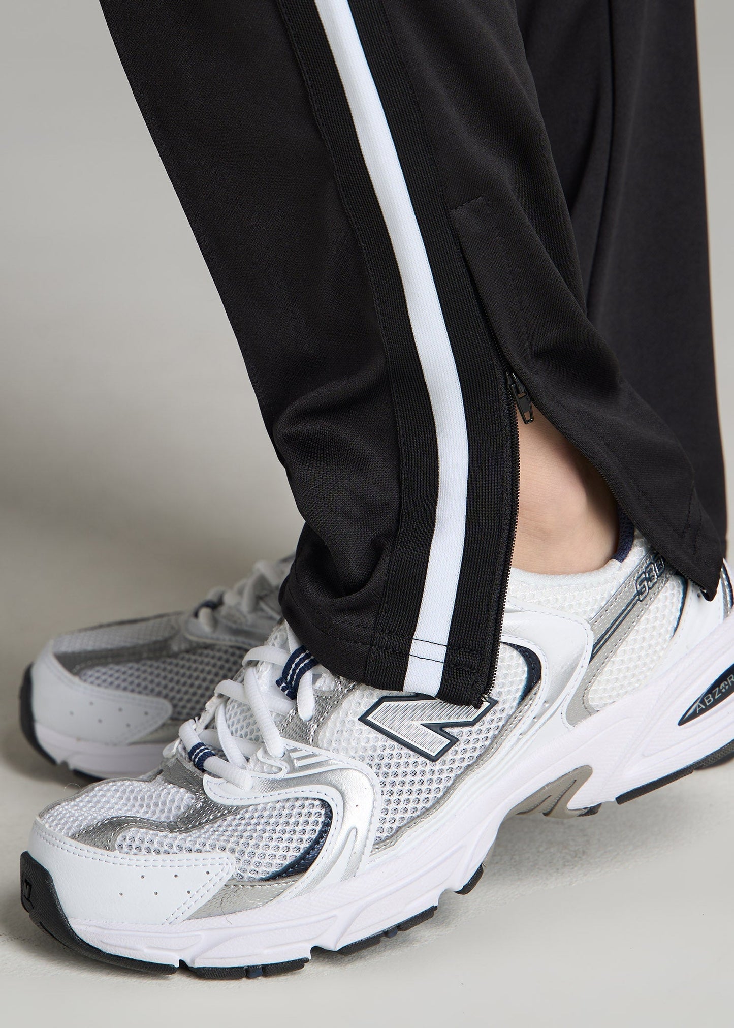 Ultra Lightweight Tricot Athletic Stripe Pants for Tall Women in Black and White
