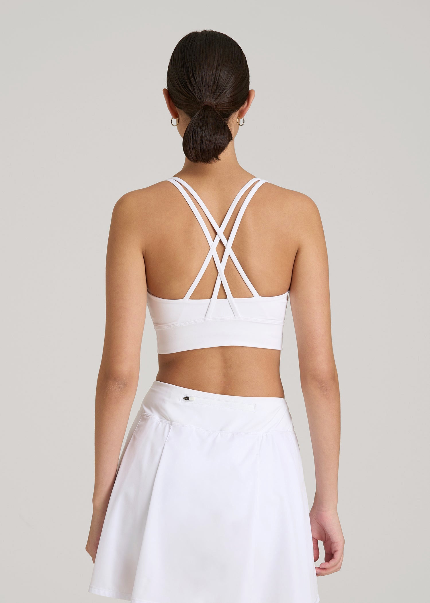 Balance Crisscross Sports Bra for Tall Women in Bright White