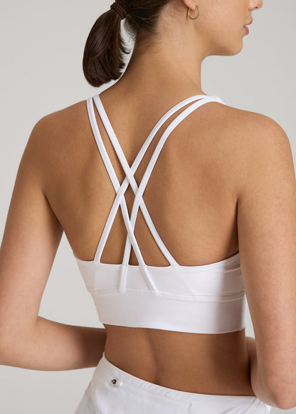 Balance Crisscross Sports Bra for Tall Women in Bright White
