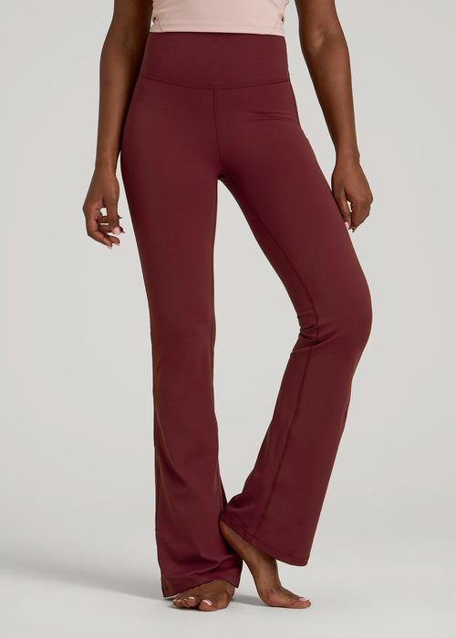 Balance Flare Yoga Pants for Tall Women in Tawny Port