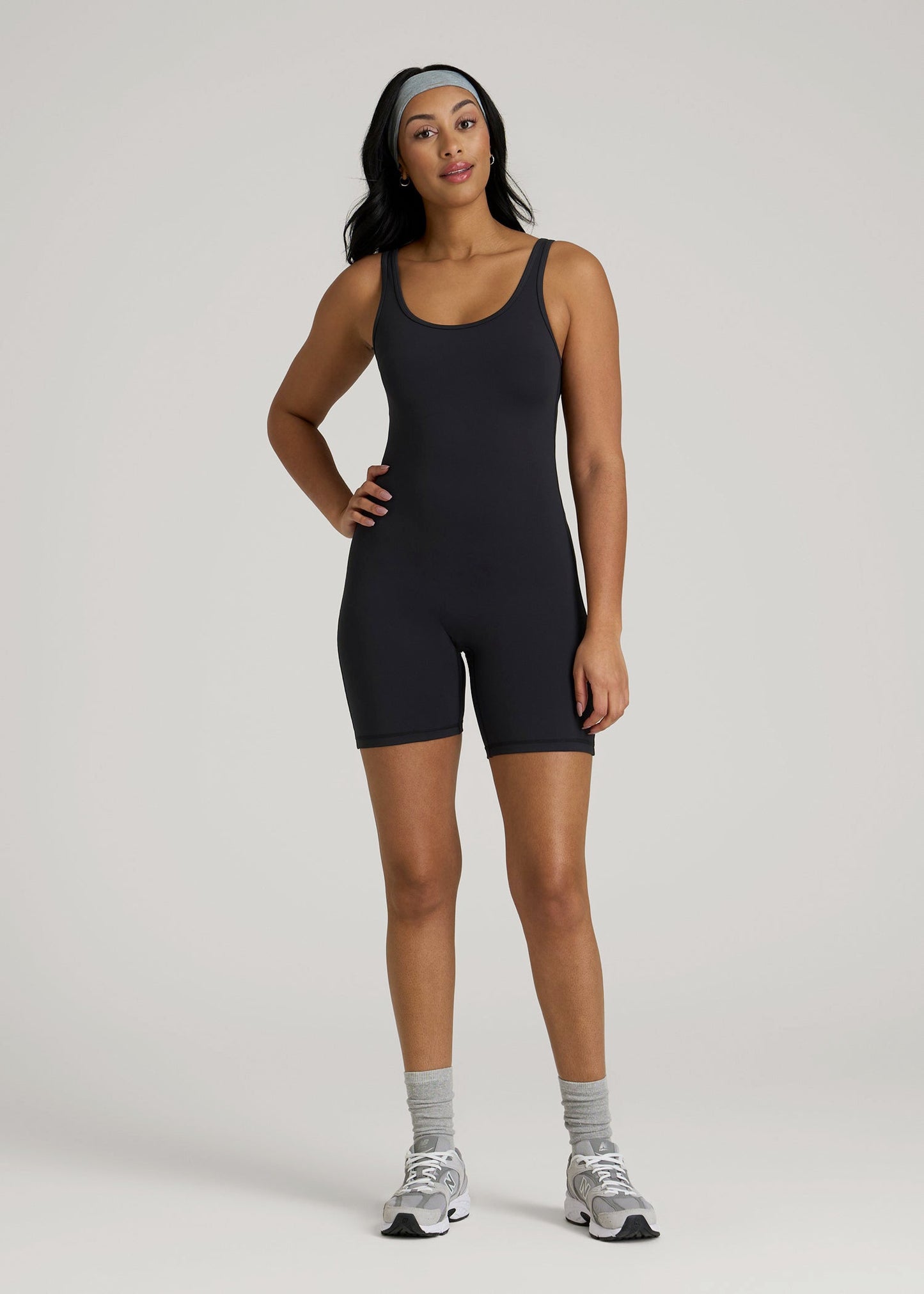 Balance Scoopneck Romper for Tall Women in Black