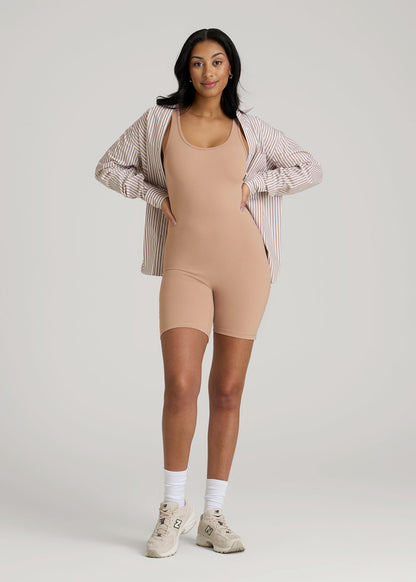 Balance Scoopneck Romper for Tall Women in Sun Tan