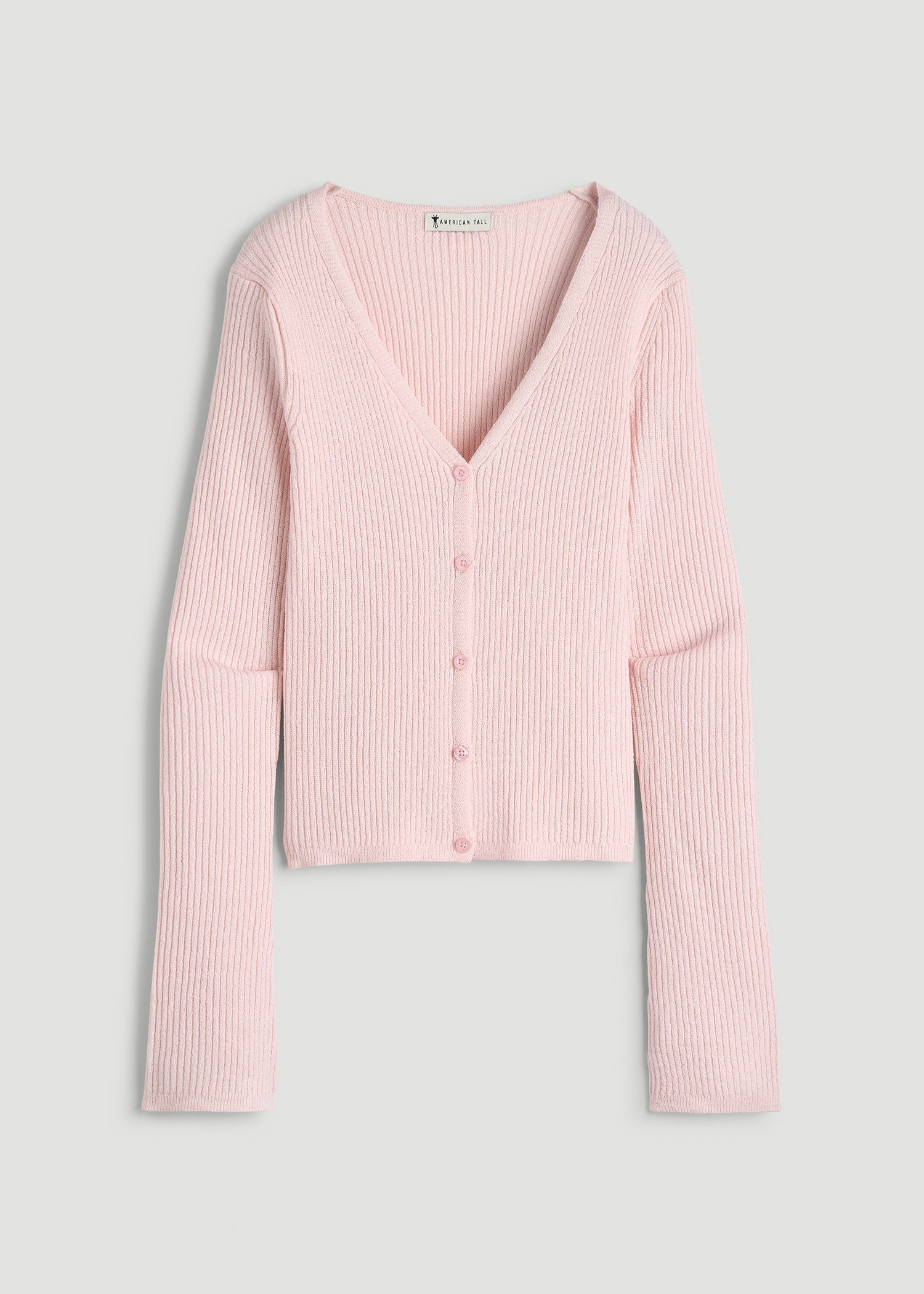 Boucle Knit Cardigan for Tall Women in Barely Pink