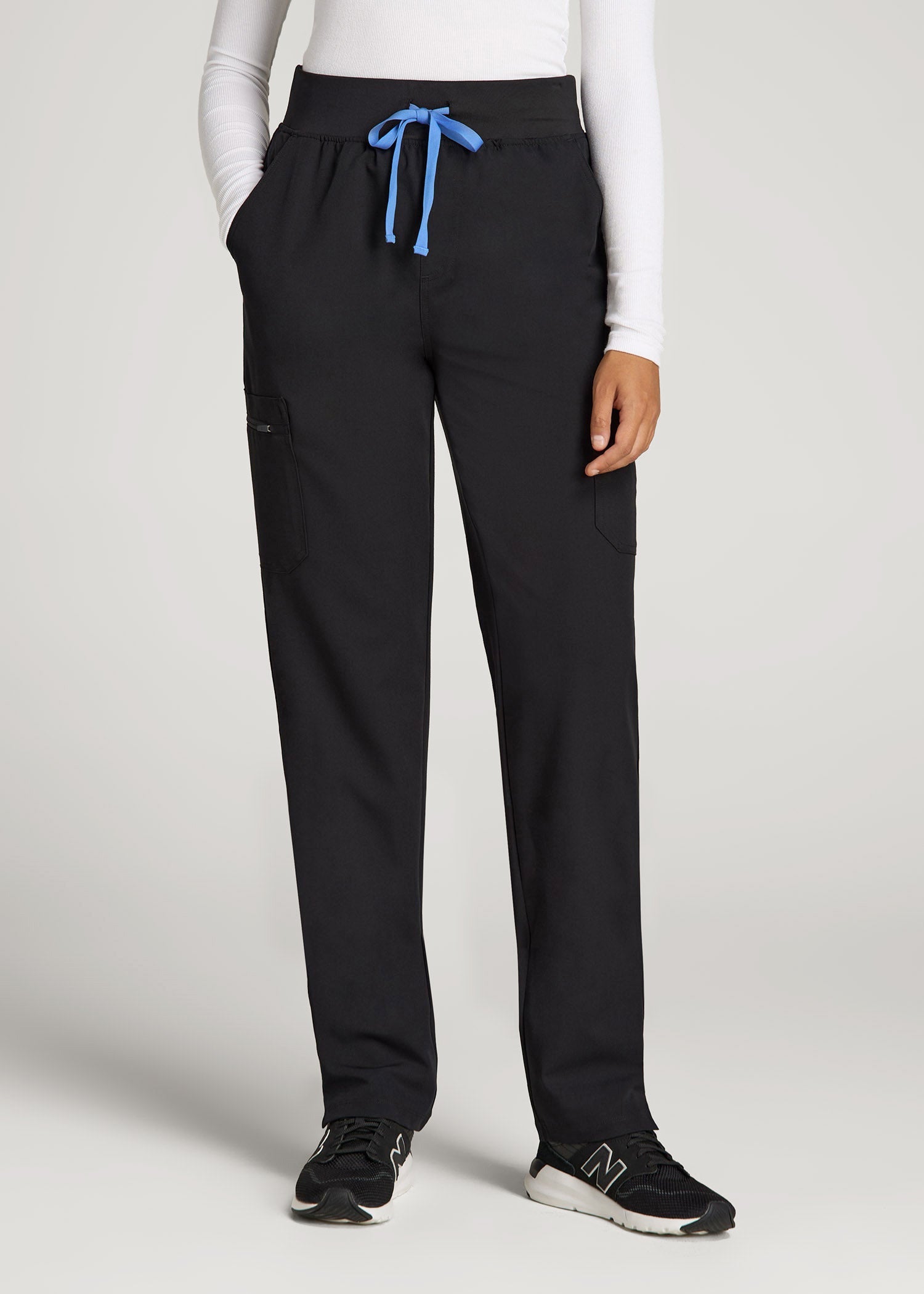 Cargo Scrub Pants for Tall Women in Black