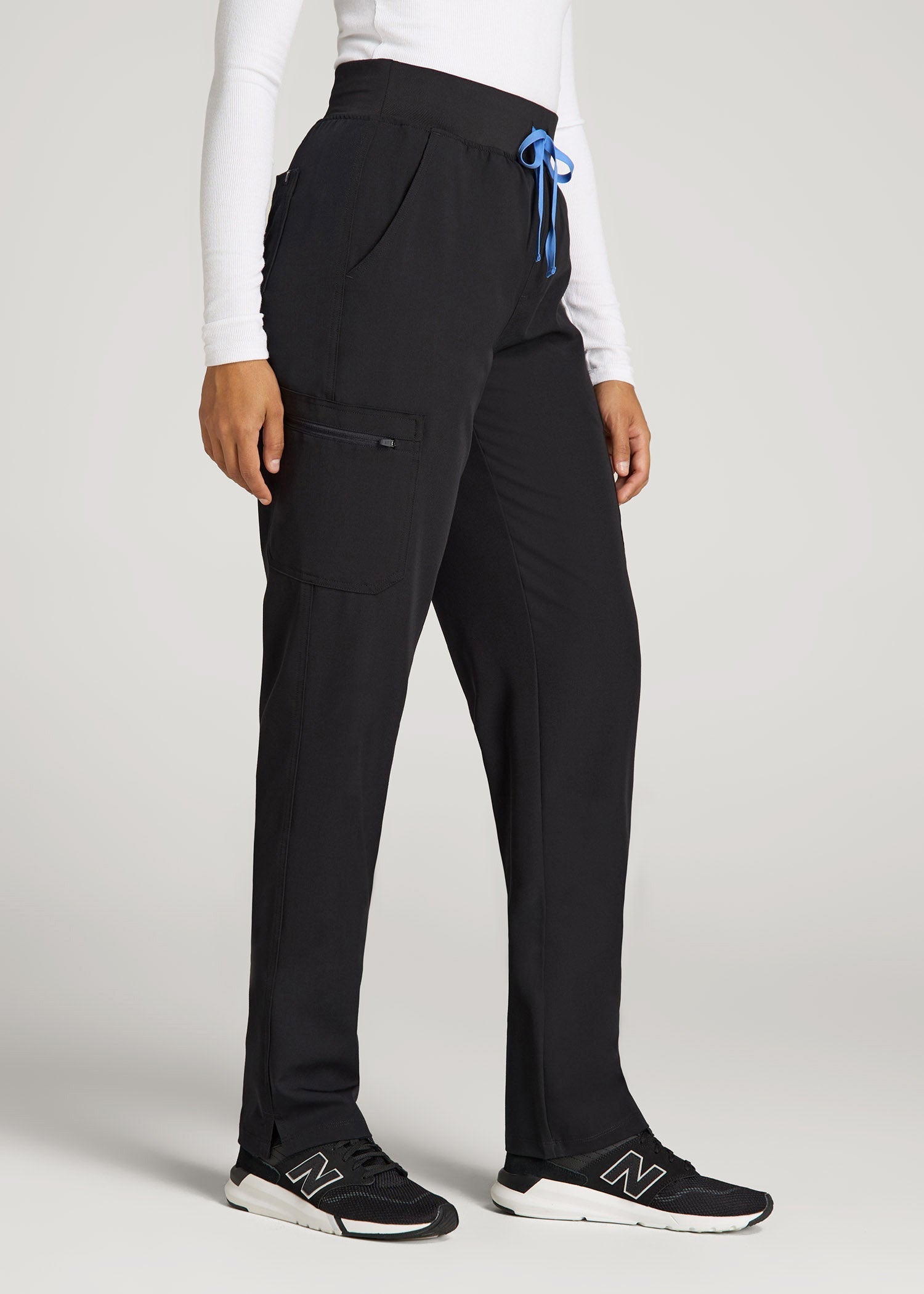 Cargo Scrub Pants for Tall Women in Black