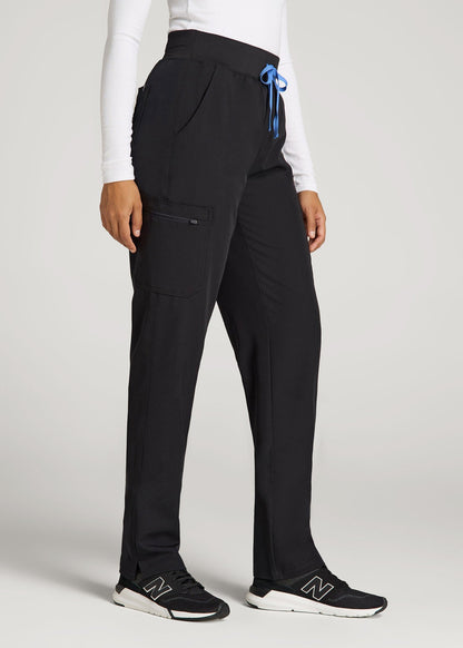 Cargo Scrub Pants for Tall Women in Black