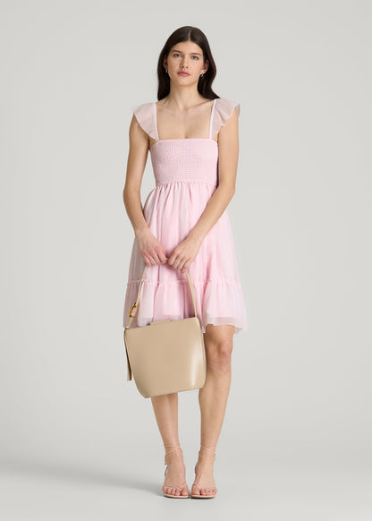 Chiffon Mini Gumdrop Dress for Tall Women in Barely Pink