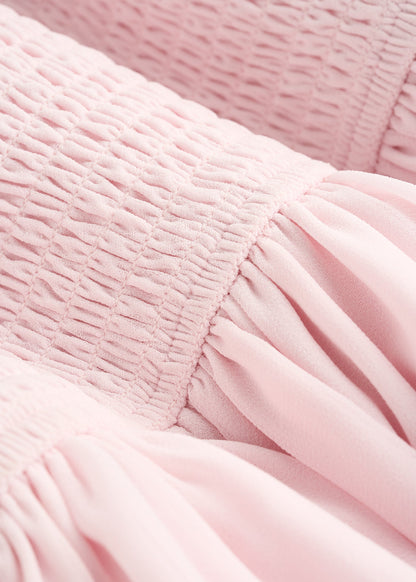 Chiffon Mini Gumdrop Dress for Tall Women in Barely Pink