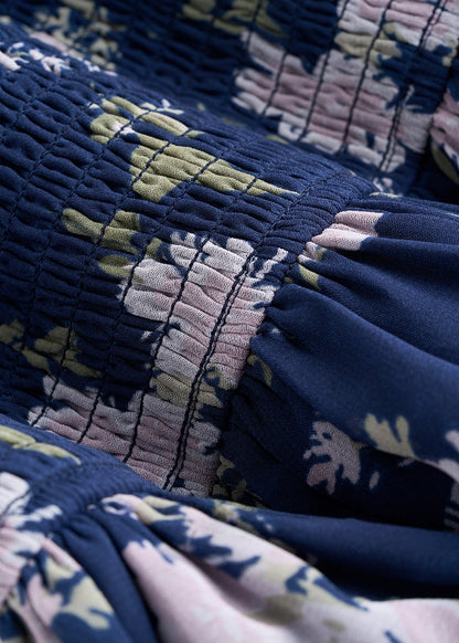 Chiffon Mini Gumdrop Dress for Tall Women in Dark Navy Floral