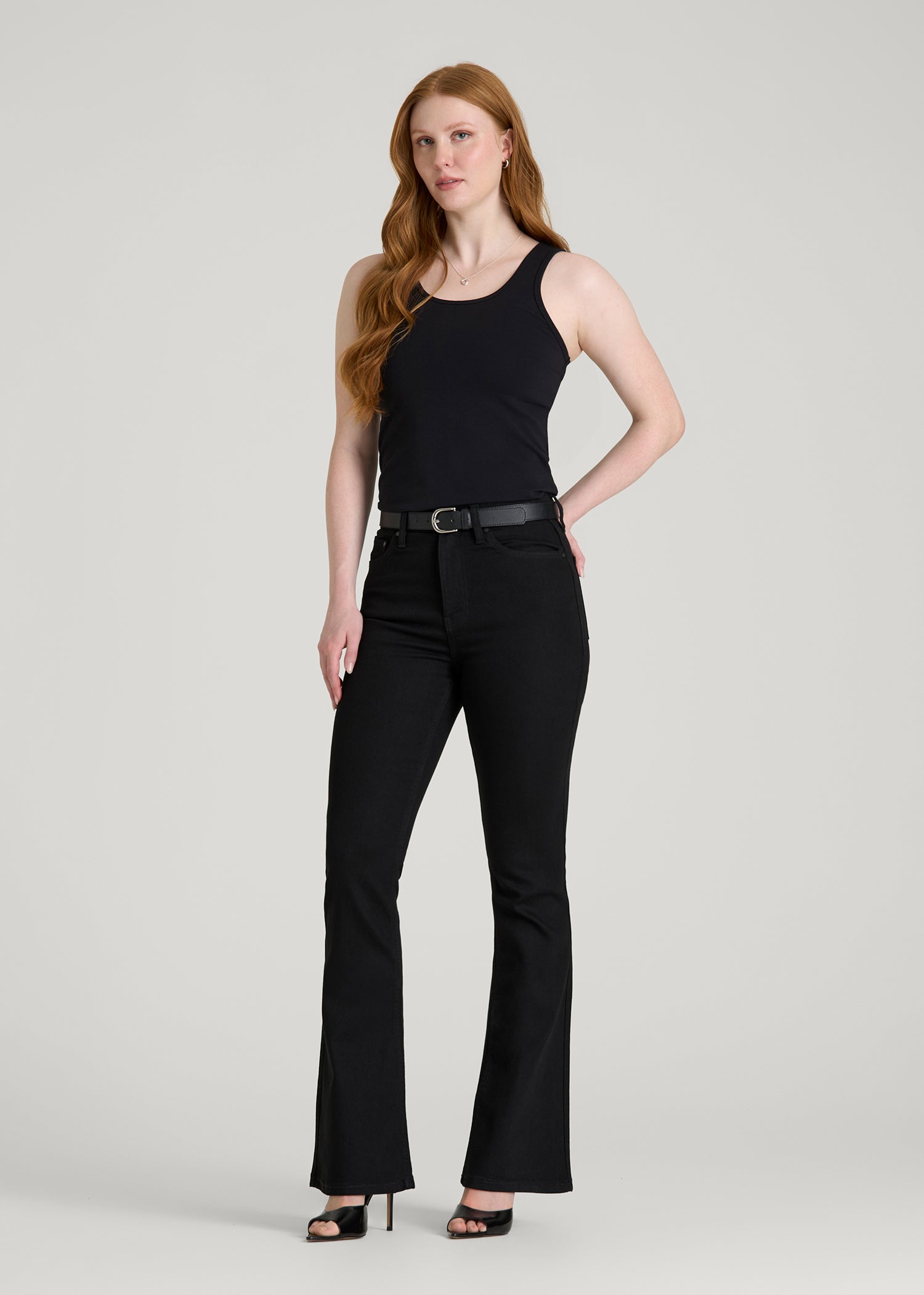 Chloe High Rise Flare Jeans for Tall Women in Optimum Black