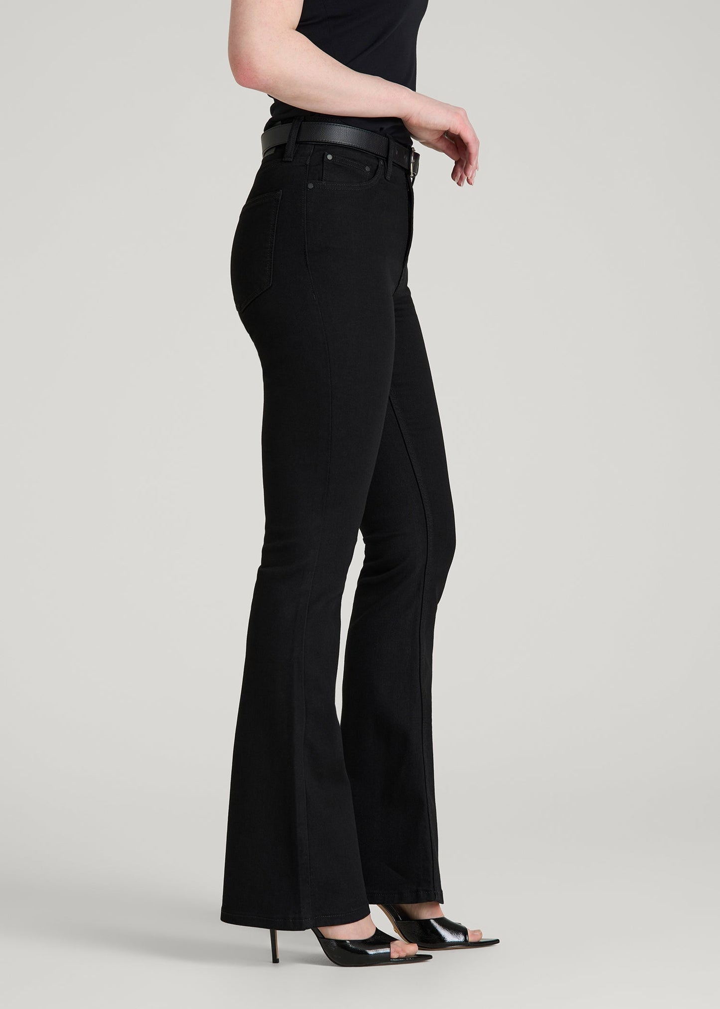 Chloe High Rise Flare Jeans for Tall Women in Optimum Black