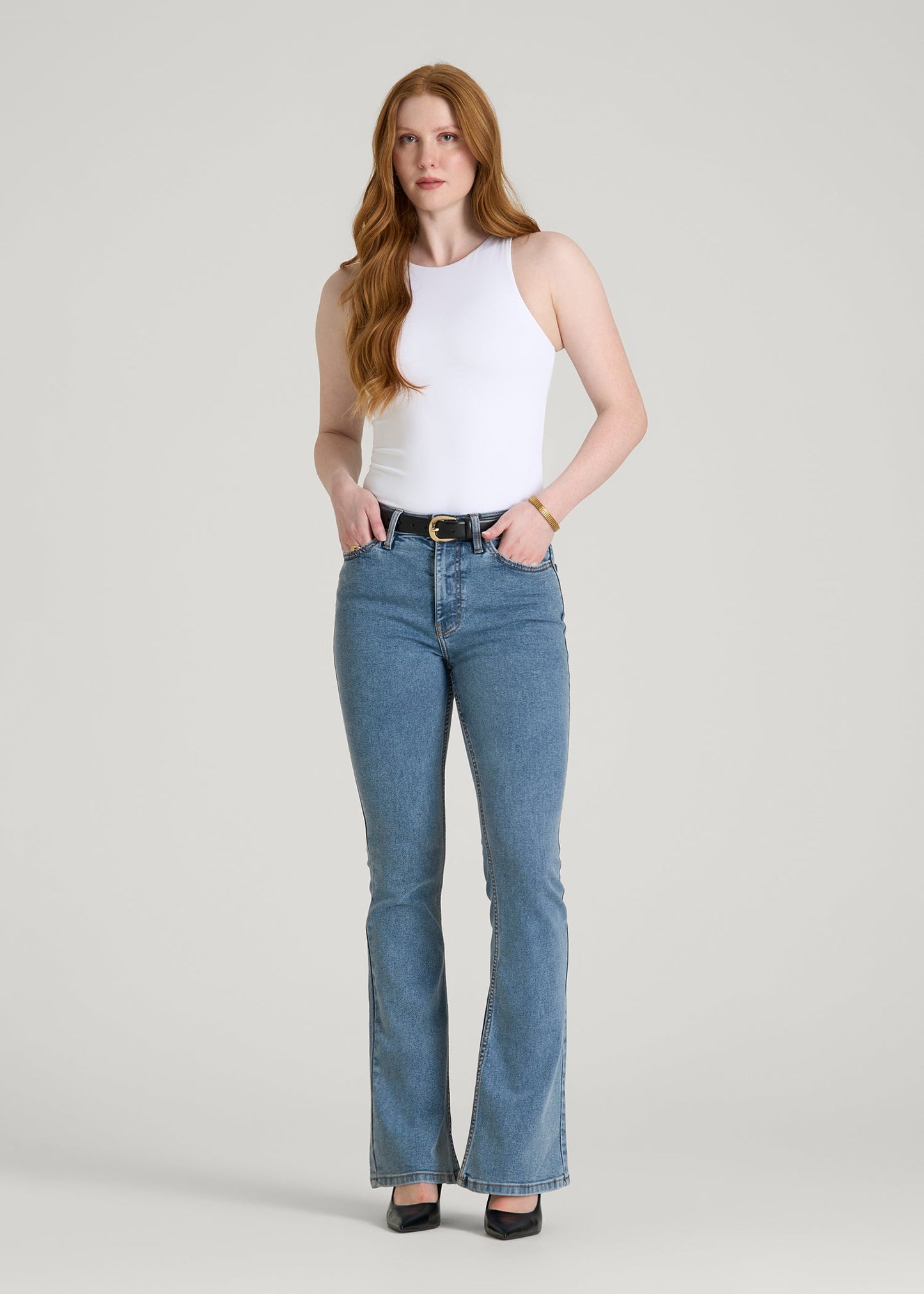 Chloe High Rise Flare Jeans for Tall Women in Perfect Blue