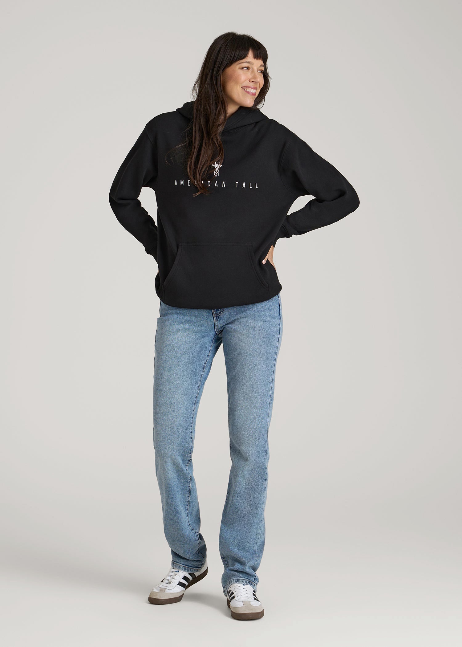 Logo Hoodie for Tall Women in Black
