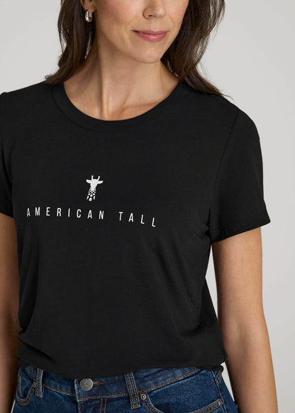 Logo Tee for Tall Women in Black