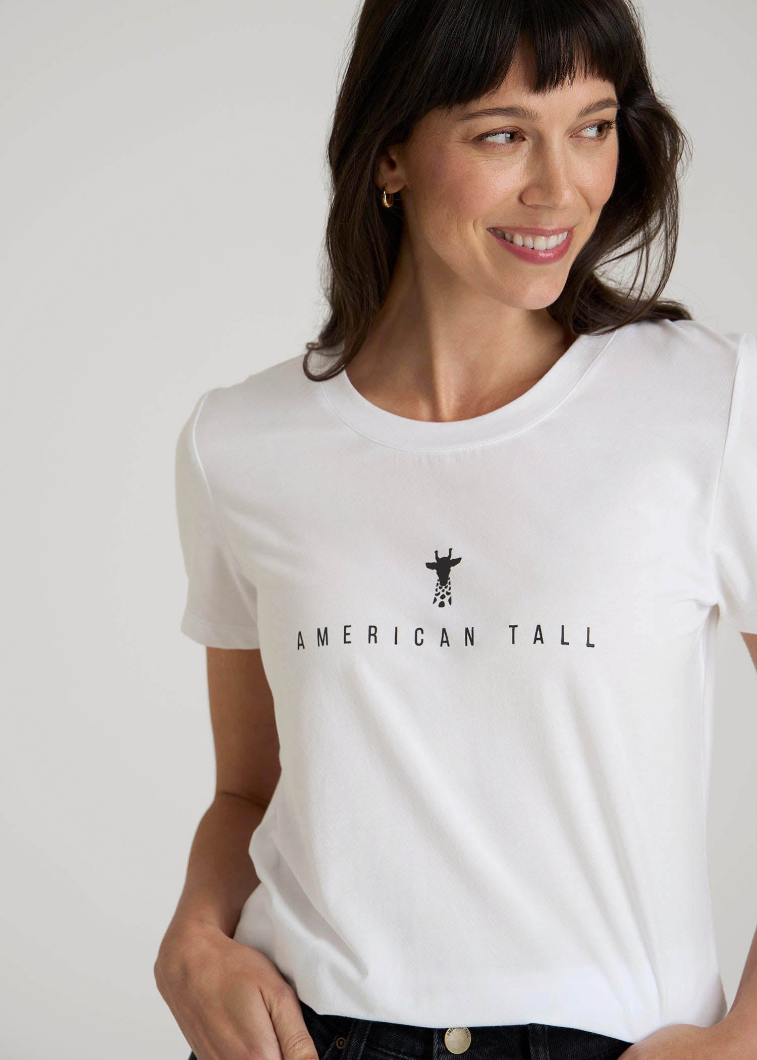Logo Tee for Tall Women in White