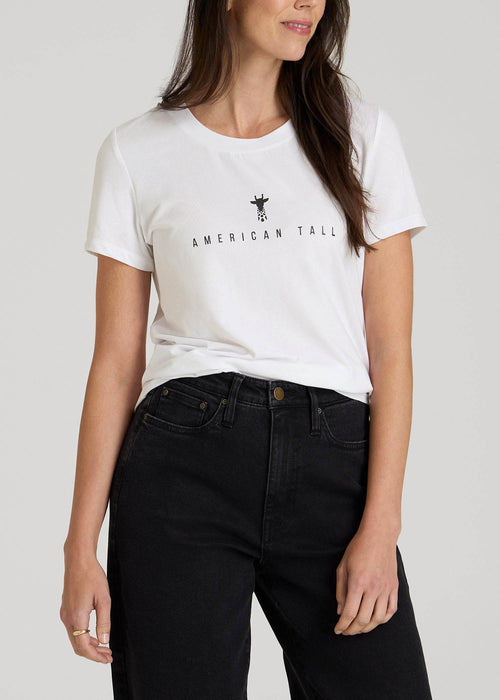 Logo Tee for Tall Women in White