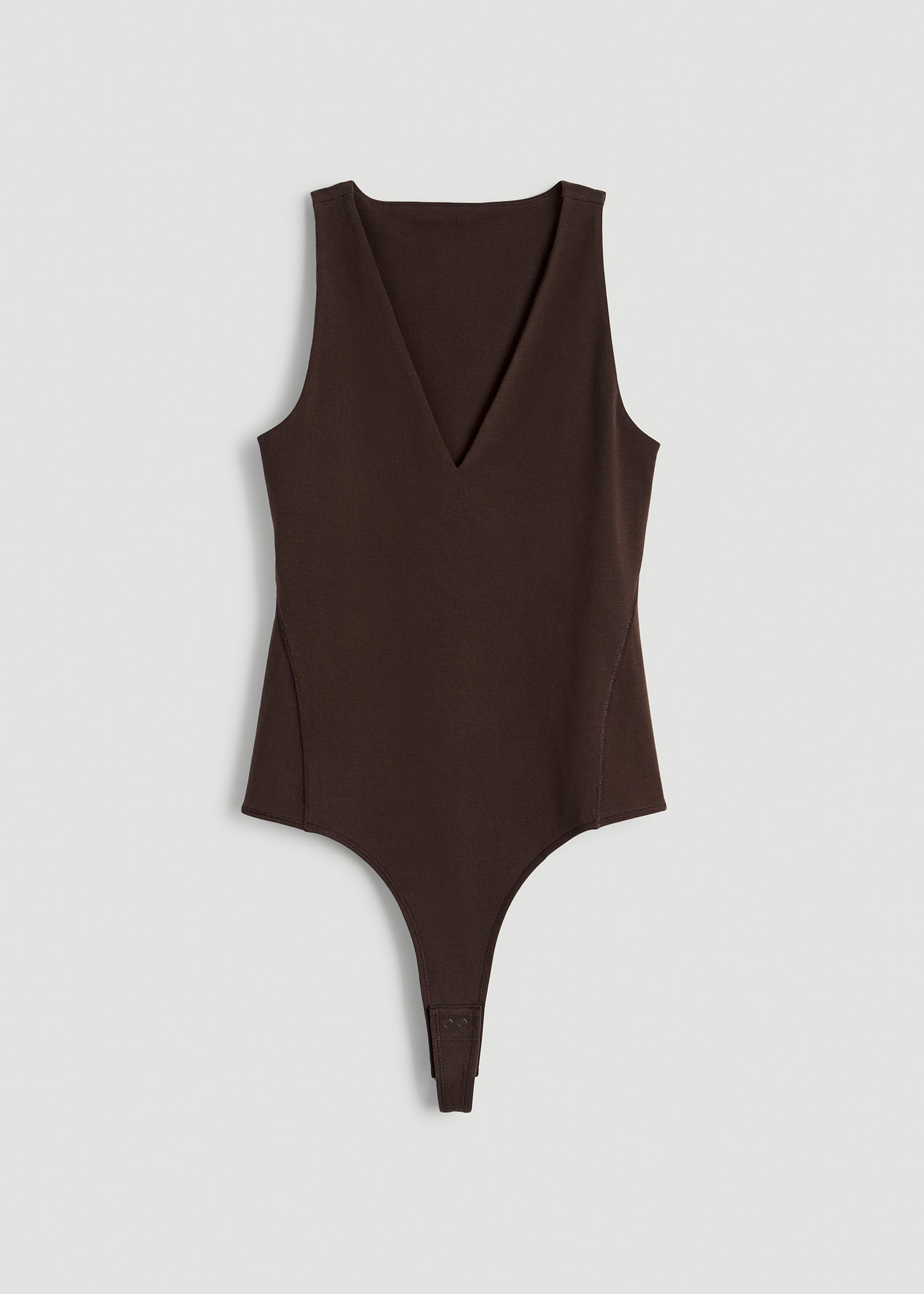 Cotton Blend Sleeveless V-Neck Bodysuit for Tall Women in Espresso