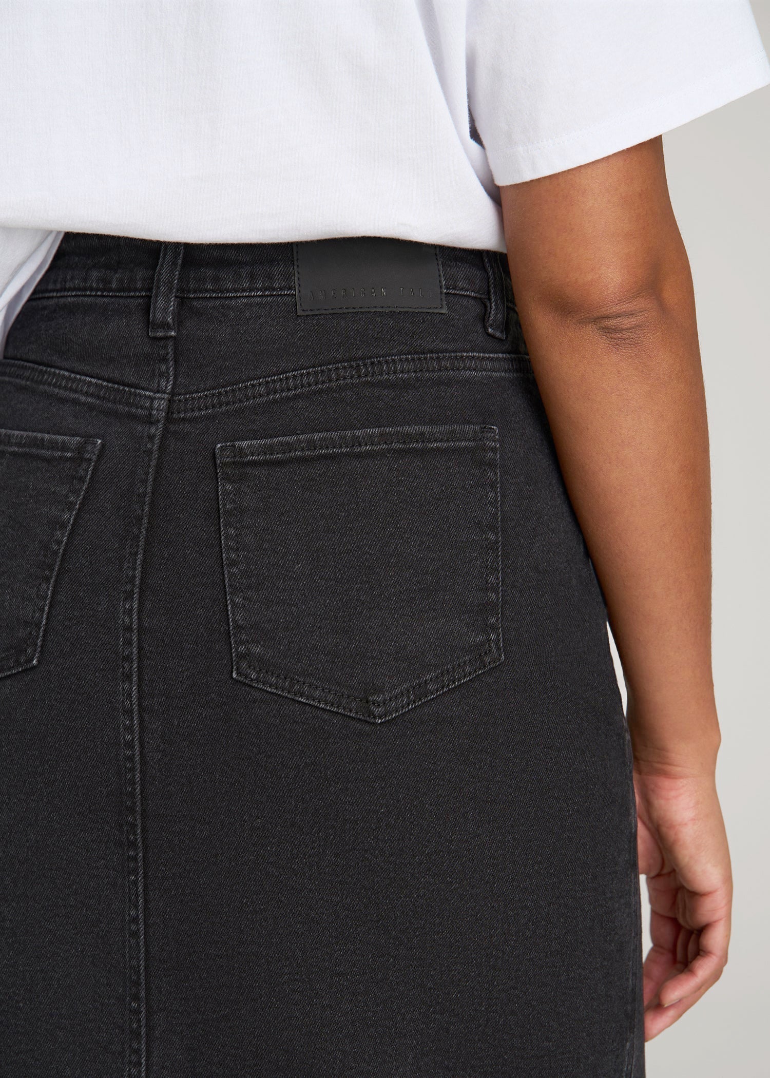 Denim Maxi Skirt for Tall Women in Onyx Black Wash