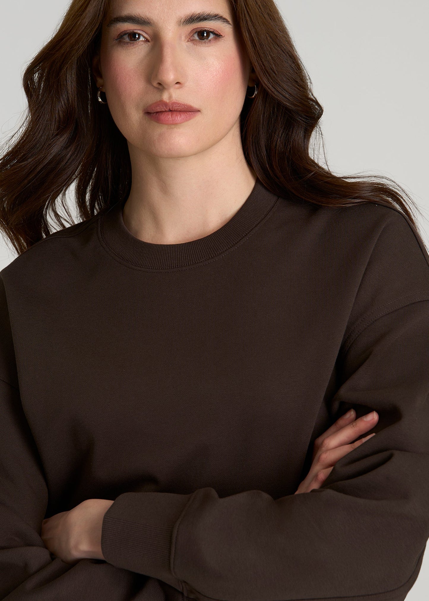 Everyday Terry Cropped Crew for Tall Women in Espresso