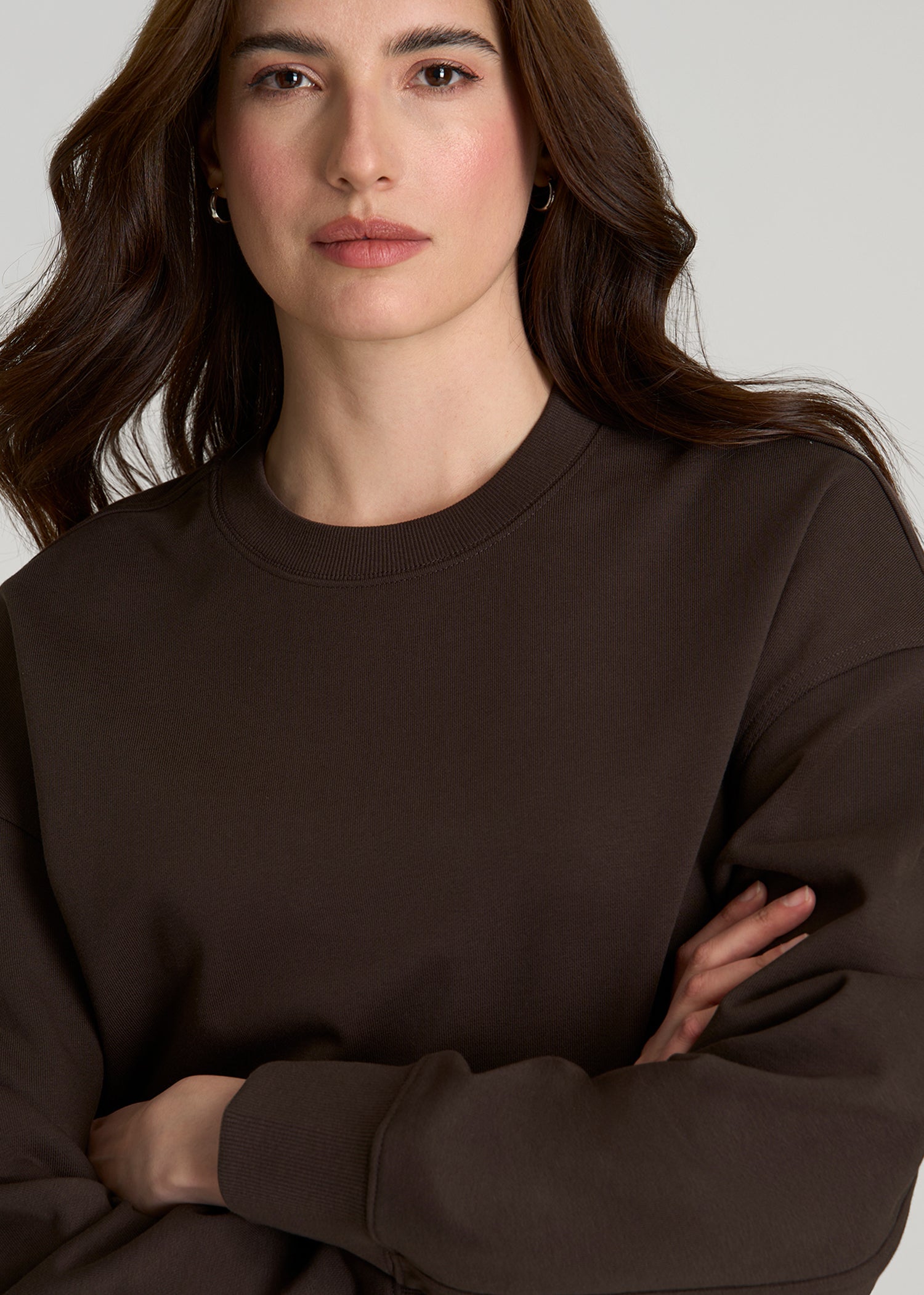 Everyday Terry Cropped Crew for Tall Women in Espresso