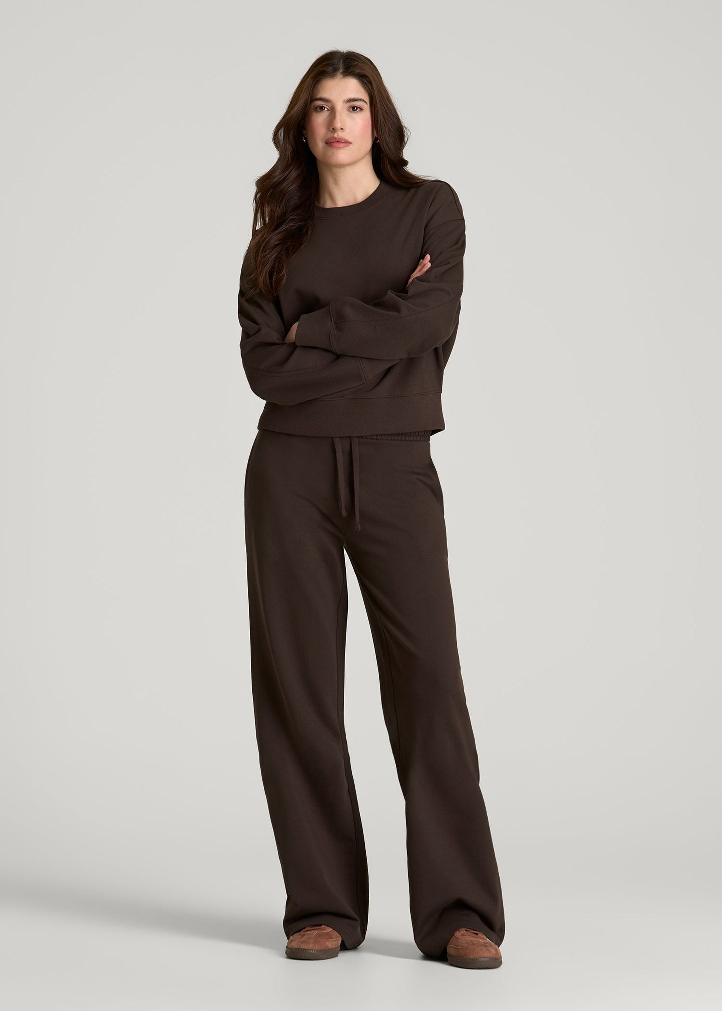 Everyday Terry Cropped Crew for Tall Women in Espresso