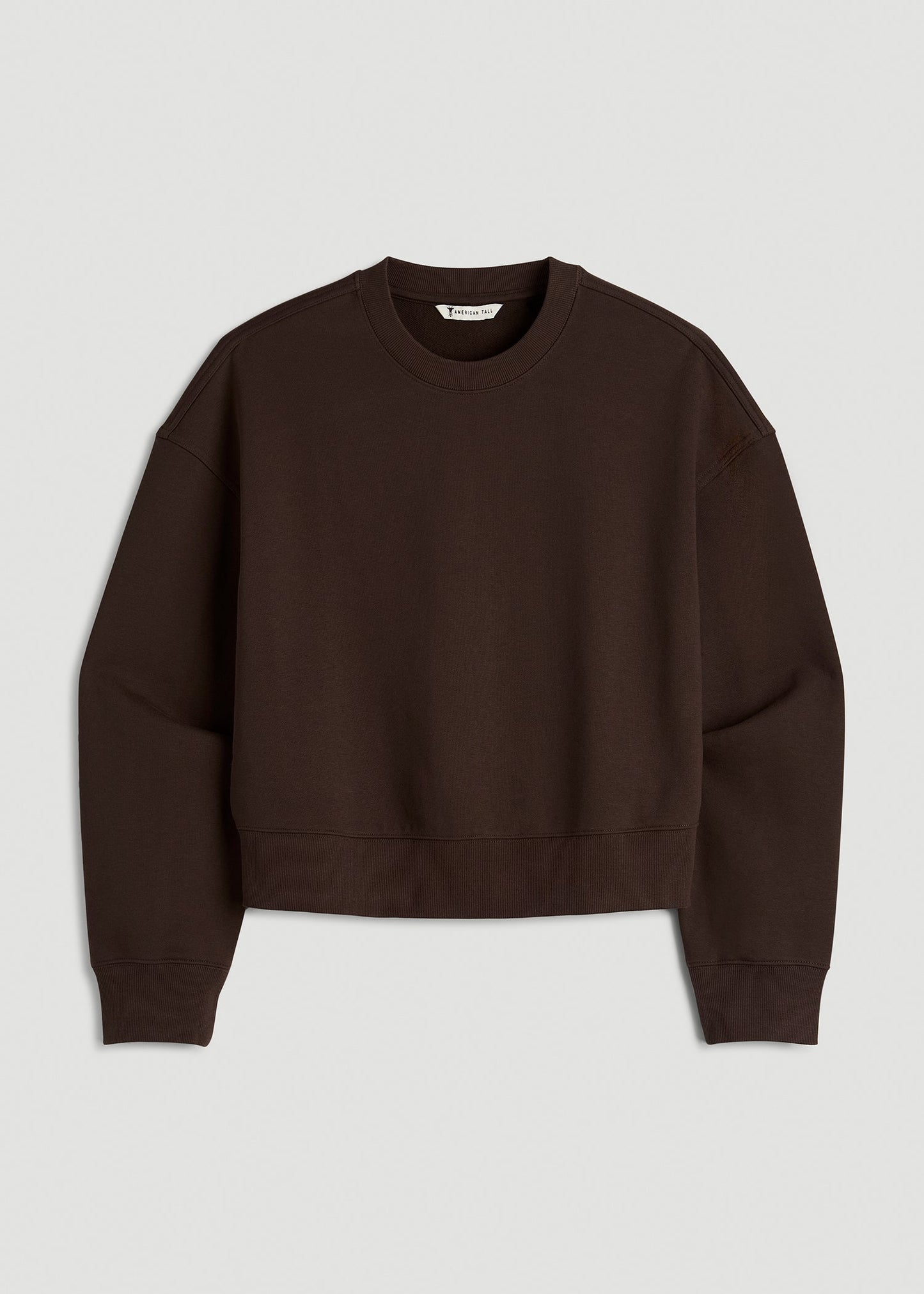 Everyday Terry Cropped Crew for Tall Women in Espresso