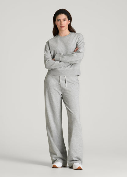 Everyday Terry Cropped Crew for Tall Women in Grey Mix