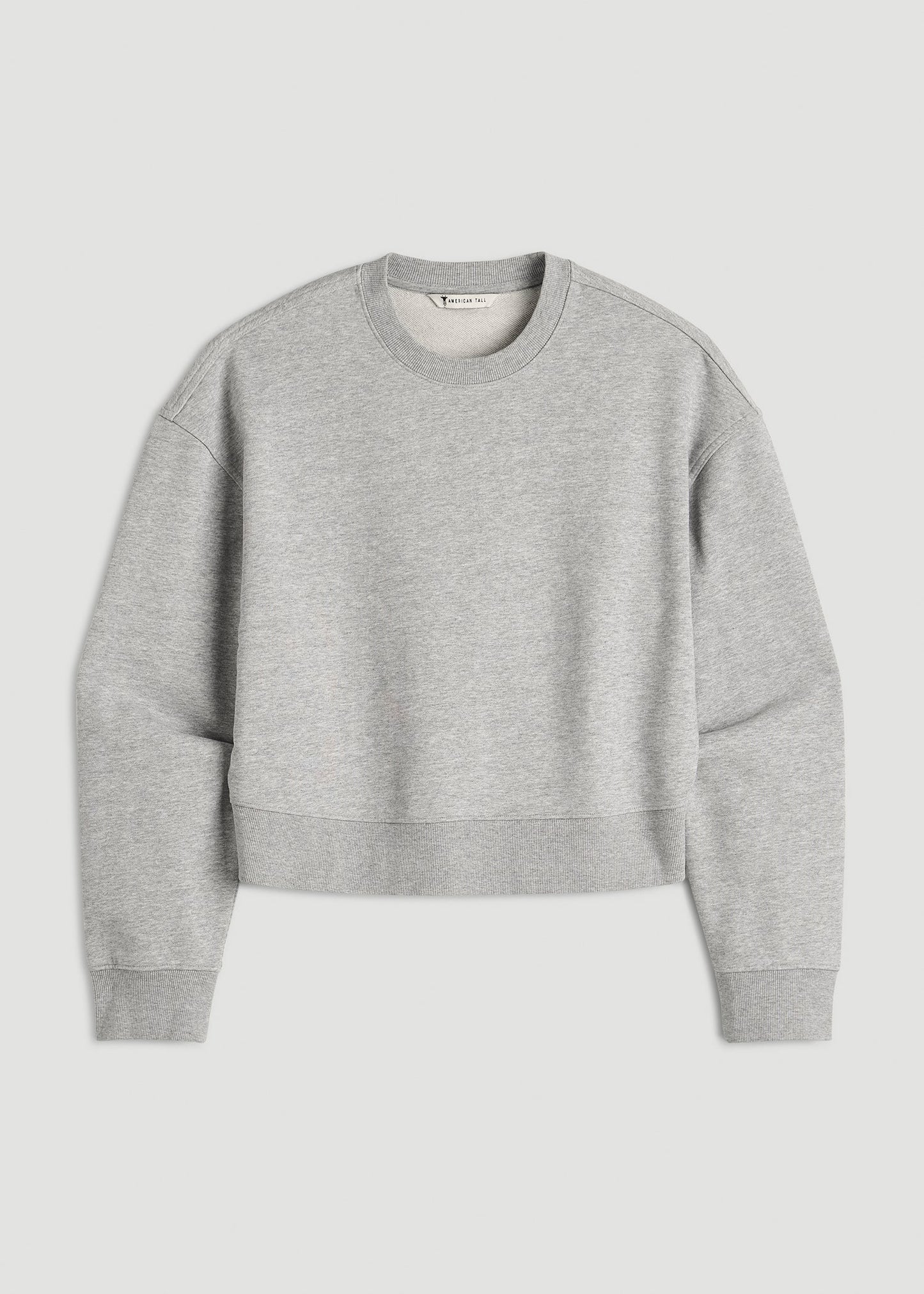Everyday Terry Cropped Crew for Tall Women in Grey Mix