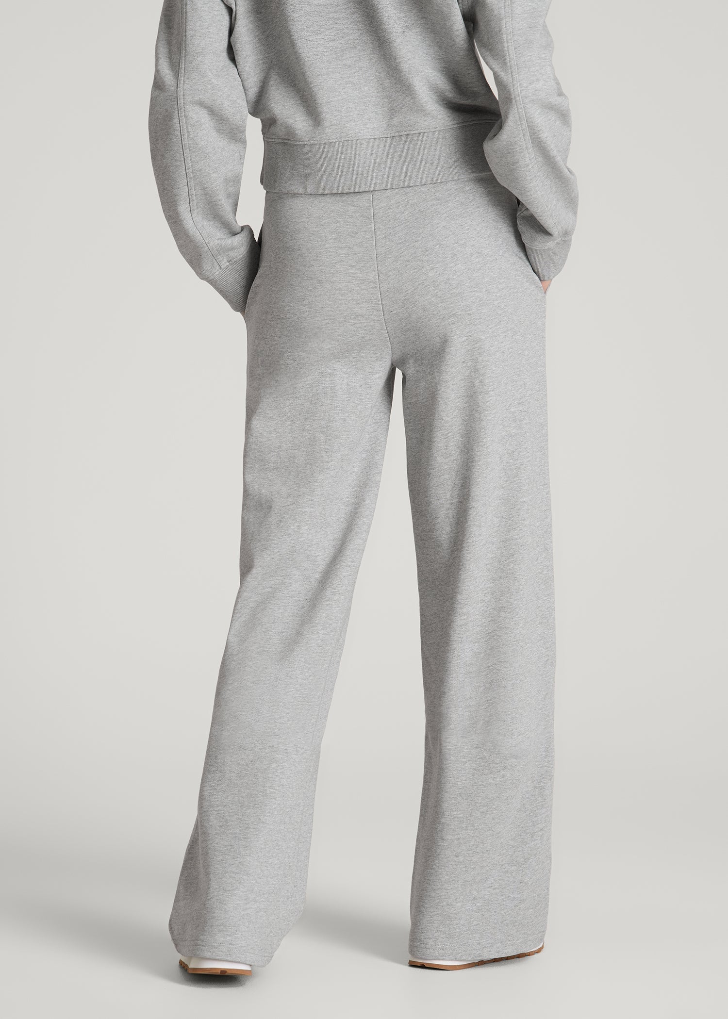 Everyday Terry Midrise Wide-Leg Pants for Tall Women in Grey Mix