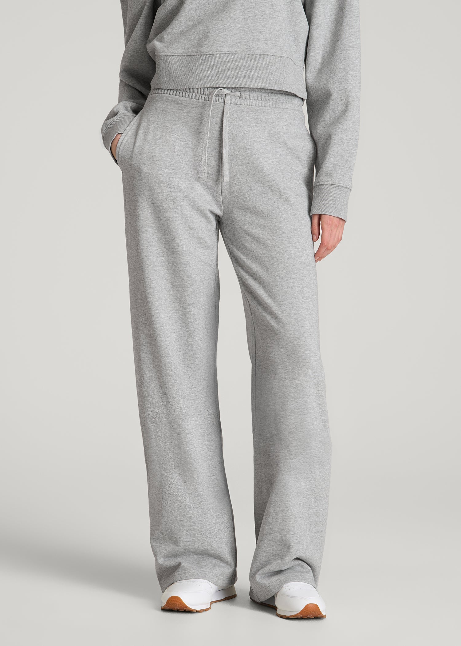 Everyday Terry Midrise Wide-Leg Pants for Tall Women in Grey Mix