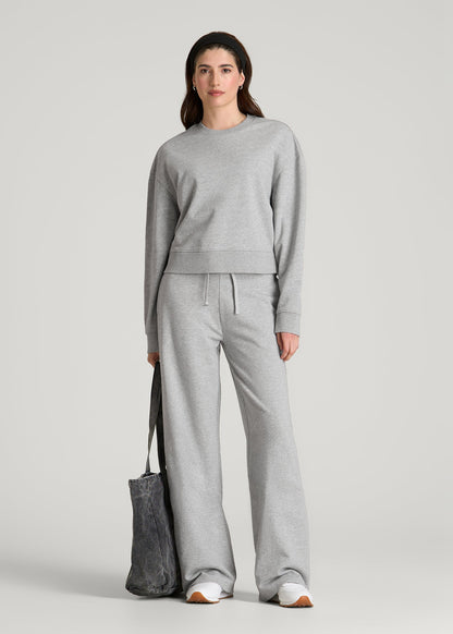 Everyday Terry Midrise Wide-Leg Pants for Tall Women in Grey Mix