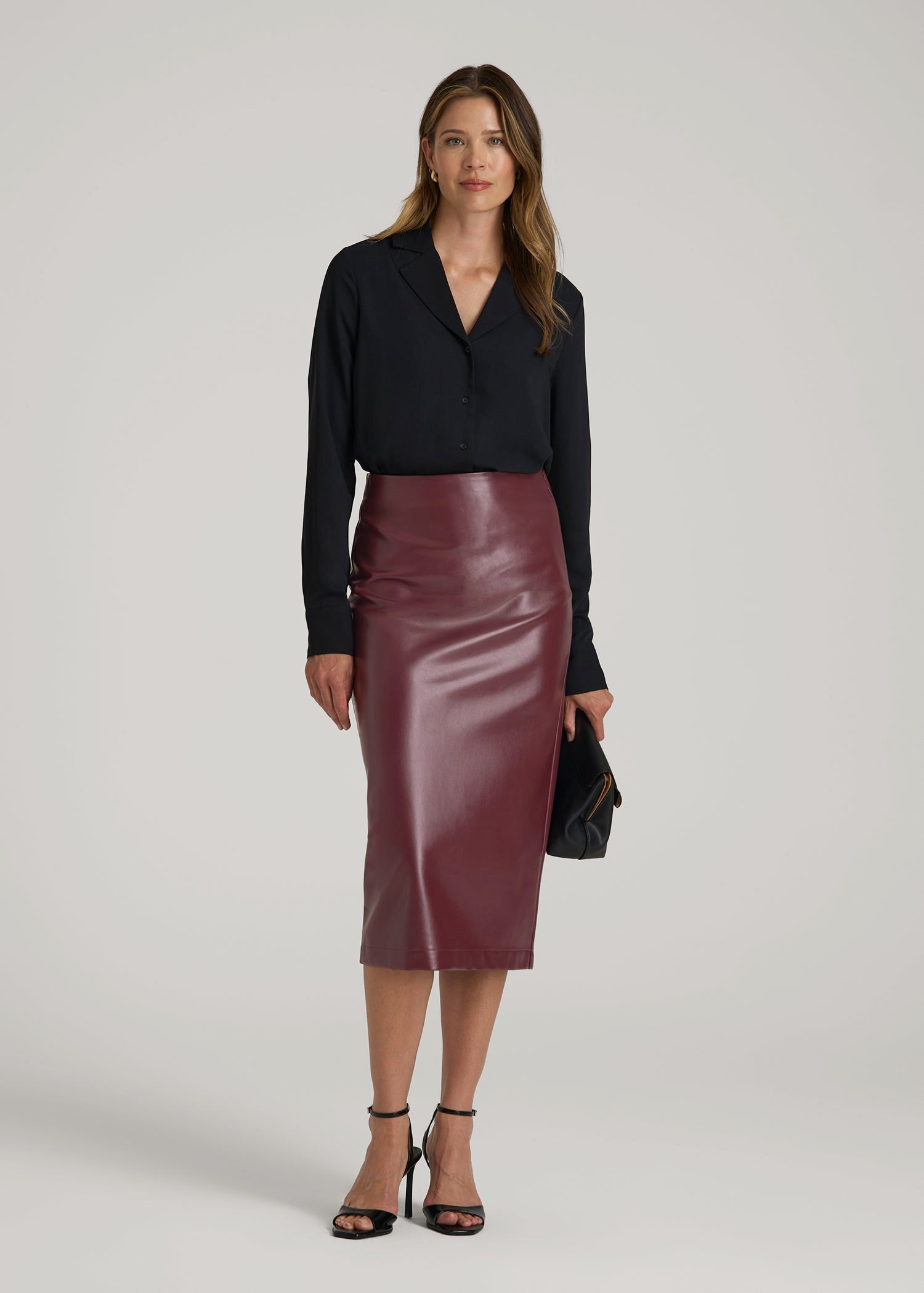 True Touch Leather Pencil Skirt for Tall Women in Port Royale