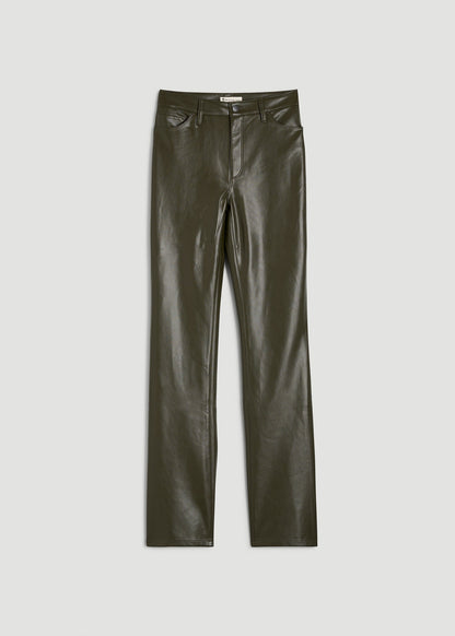 True Touch Leather Straight Leg Pants for Tall Women in Forest Night