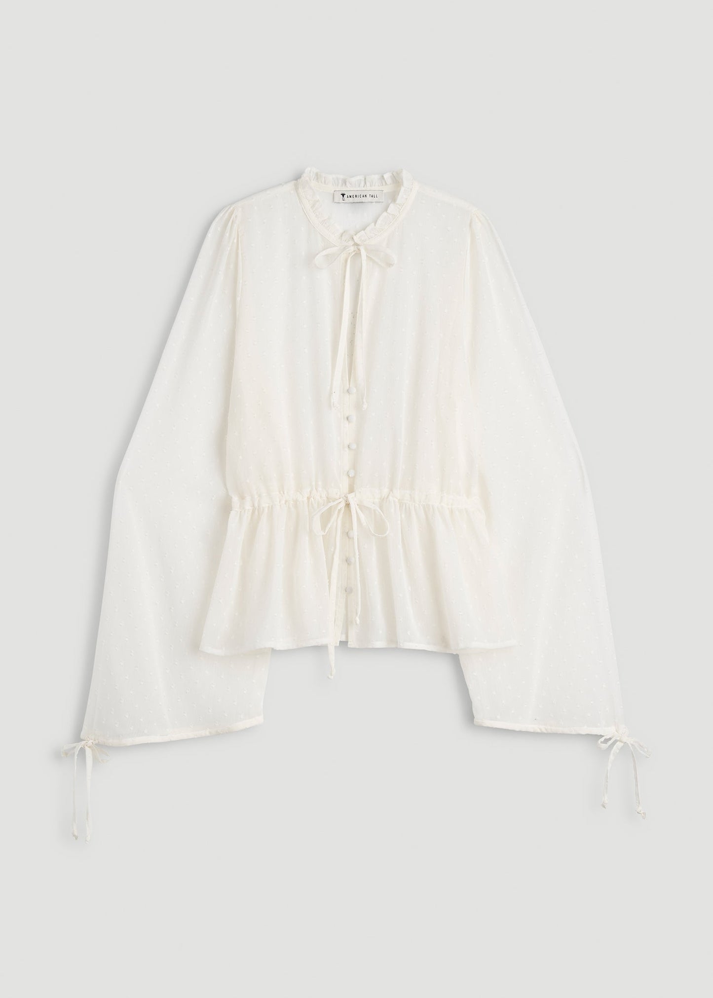 Peasant Chiffon Blouse for Tall Women in Antique White