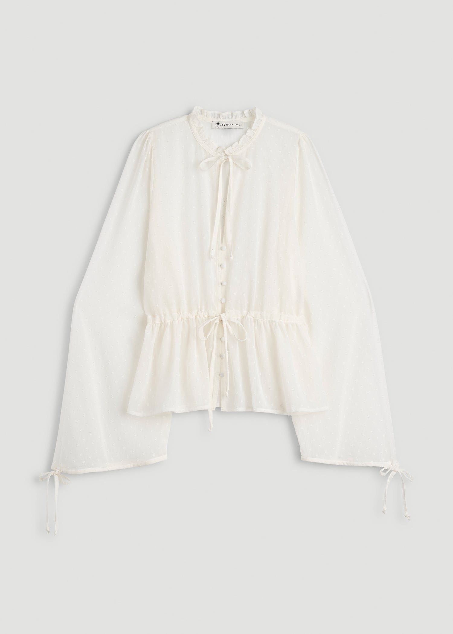 Peasant Chiffon Blouse for Tall Women in Antique White