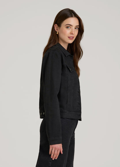 Classic Denim Jacket for Tall Women in Black