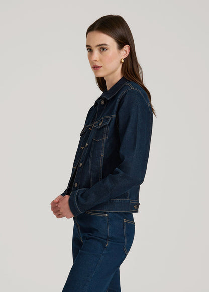 Classic Denim Jacket for Tall Women in Rinse Wash
