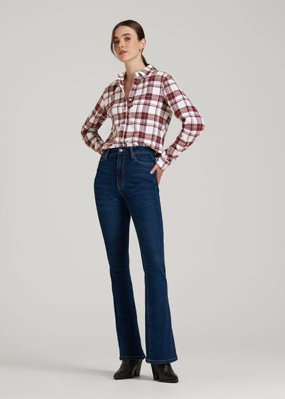Flannel Button-Up Shirt for Tall Women in Port Royale Plaid