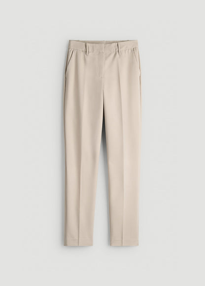 Flat Front Tapered Dress Pants for Tall Women in Stone