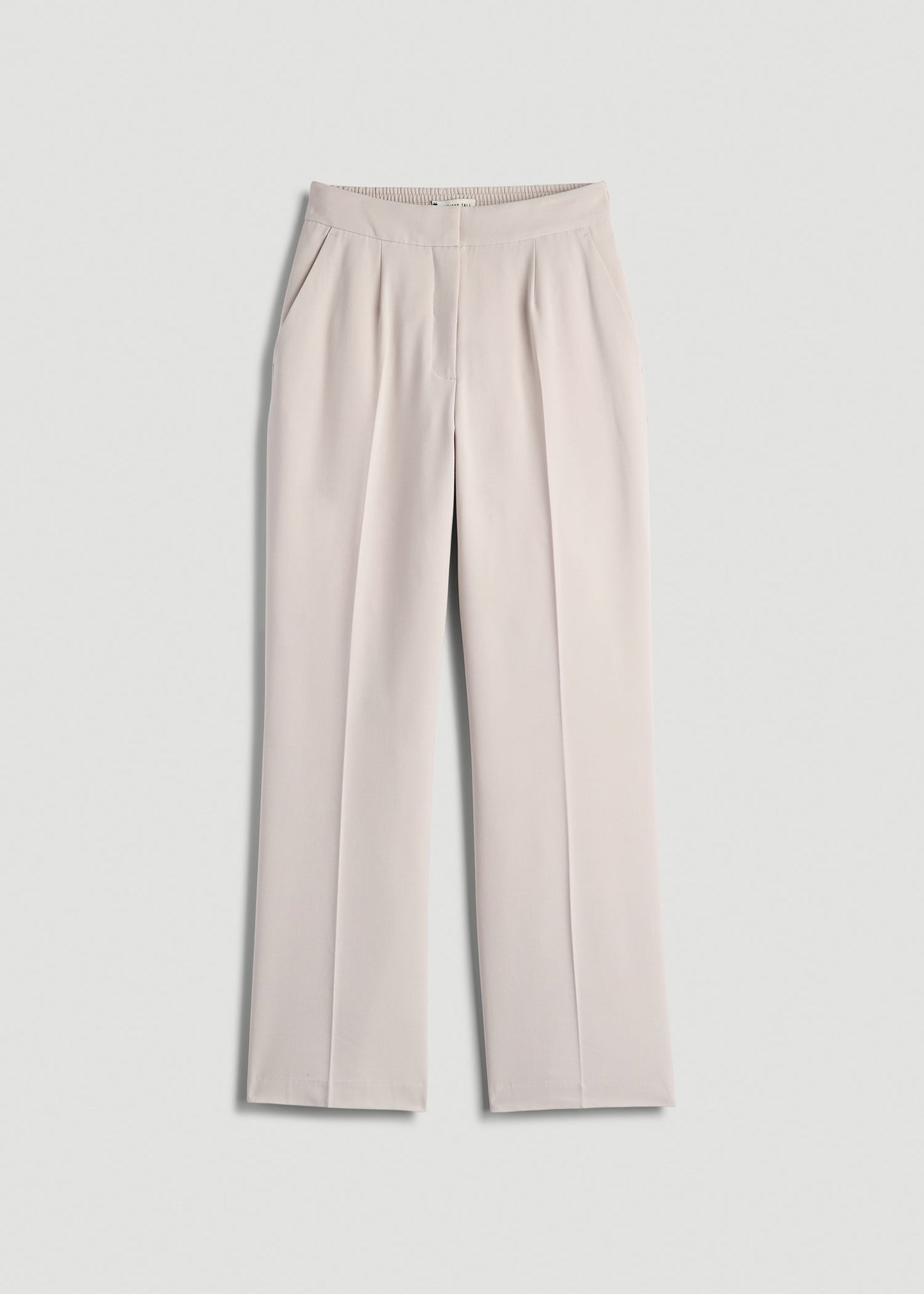 Flat Front Wide Leg Dress Pants for Tall Women in Drywall Tan