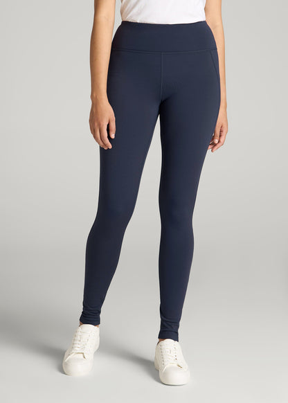 Fleece-Lined Leggings for Tall Women in Navy