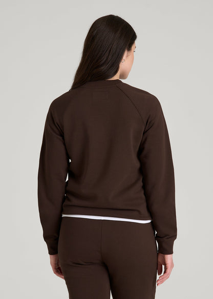 French Terry Crewneck Sweatshirt for Tall Women in Espresso