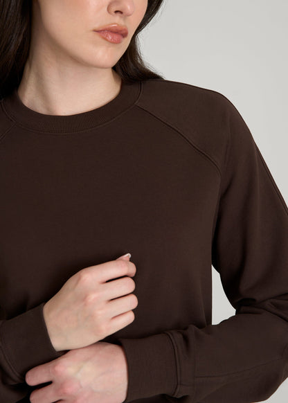 French Terry Crewneck Sweatshirt for Tall Women in Espresso