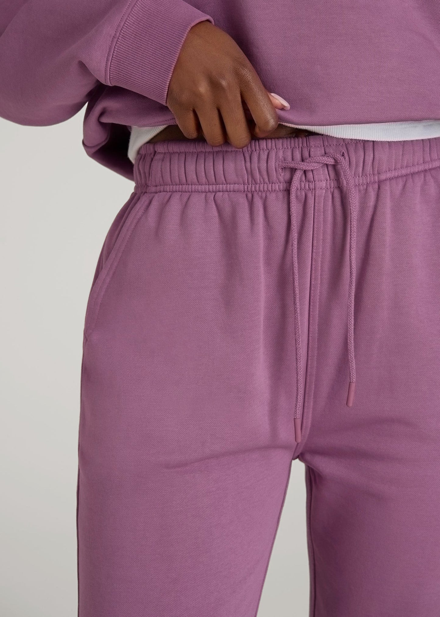 Garment Dyed Joggers for Tall Women in Washed Argyle Purple