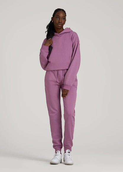 Garment Dyed Joggers for Tall Women in Washed Argyle Purple