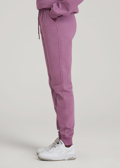 Garment Dyed Joggers for Tall Women in Washed Argyle Purple