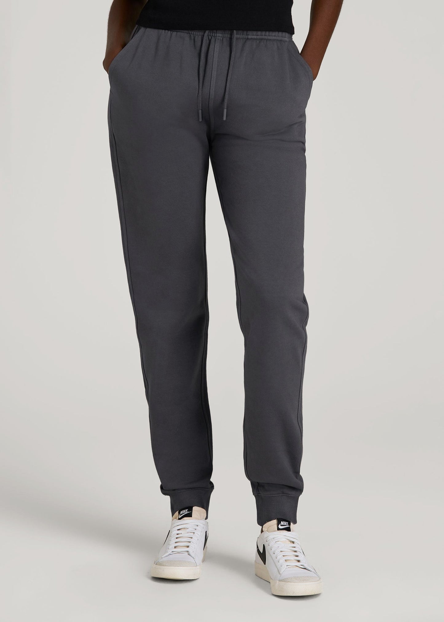 Garment Dyed Joggers for Tall Women in Washed Charcoal Rinse