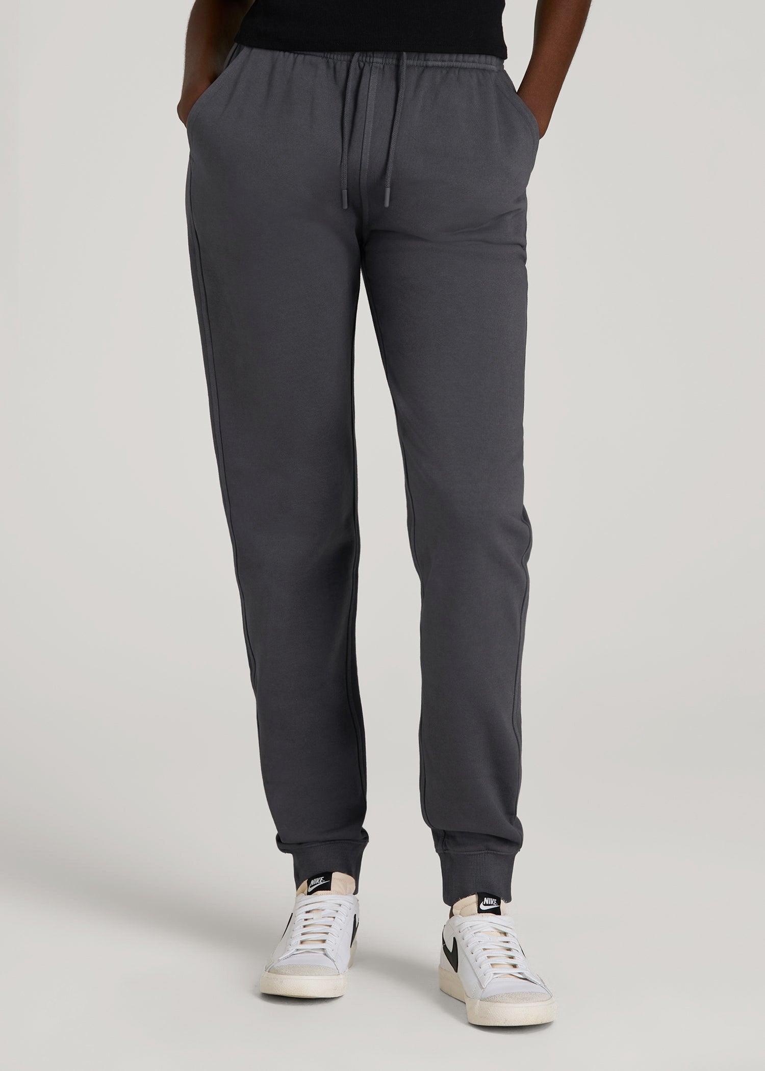 Garment Dyed Joggers for Tall Women in Washed Charcoal Rinse